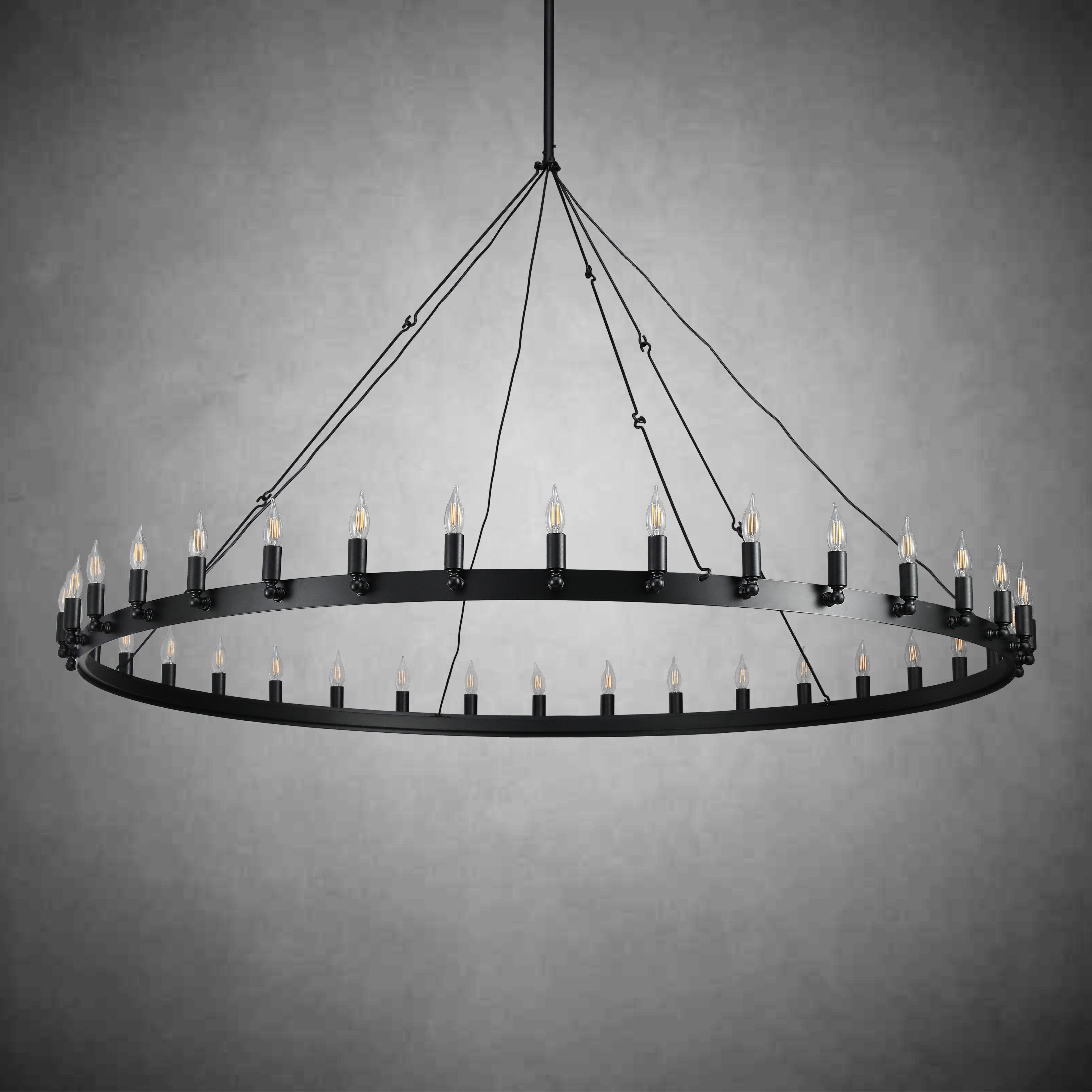 Camine Vintage Candelabra Round Chandelier 63"