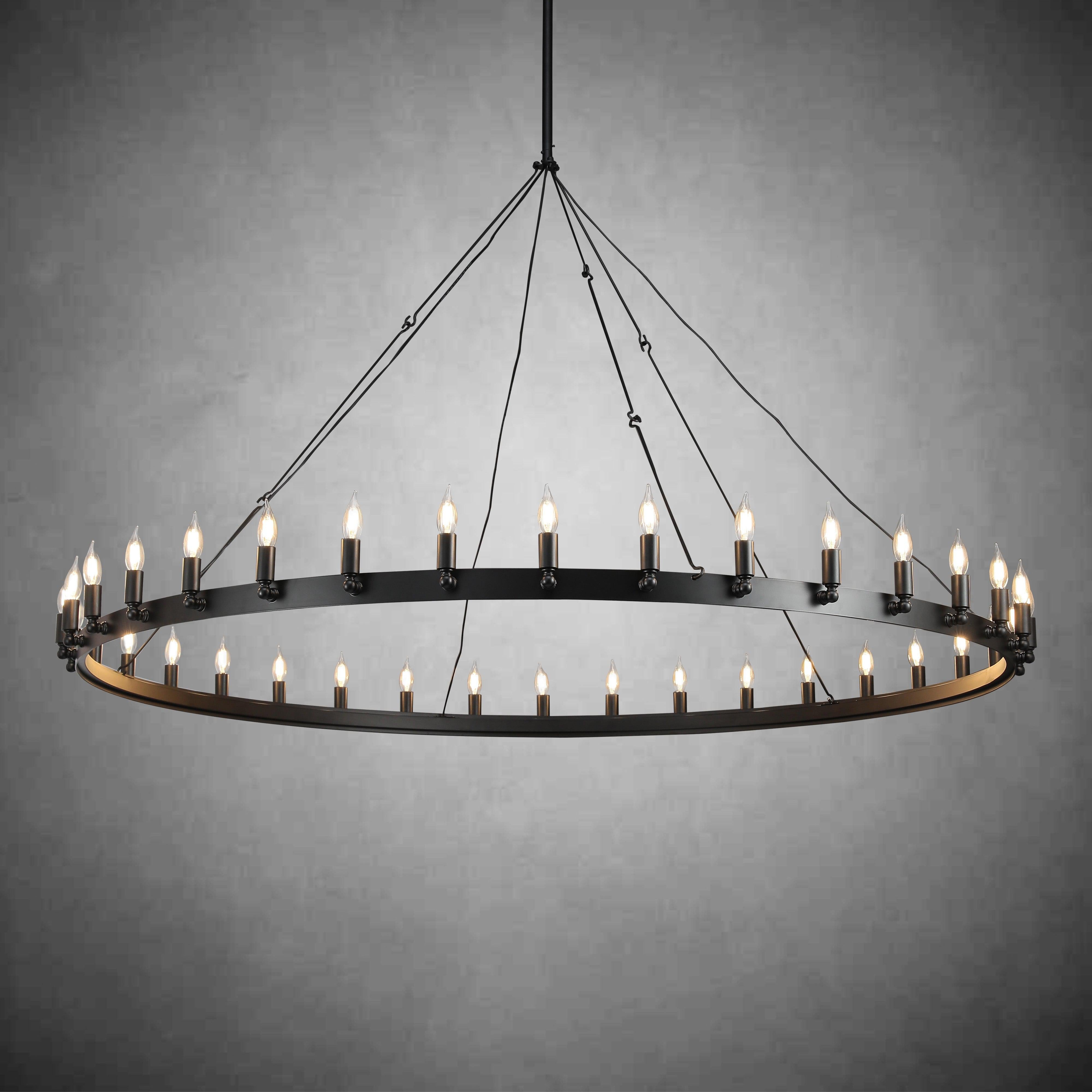 Camine Vintage Candelabra Round Chandelier 63"