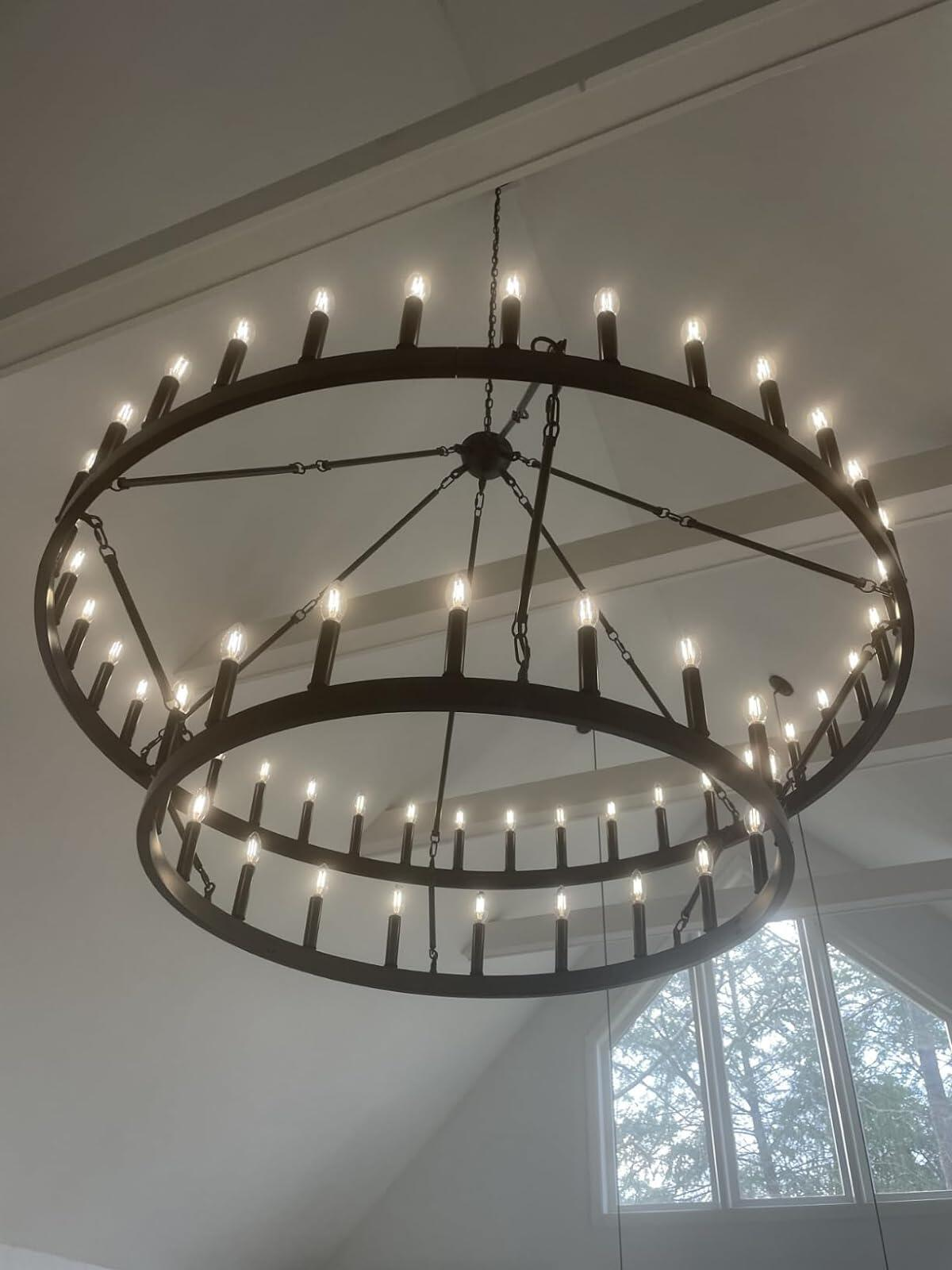 Camine Vintage Filament 2-Tier Round Chandelier 63''