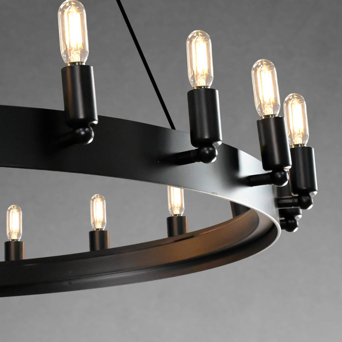 Camine Vintage Filament 2-Tier Round Chandelier 63''