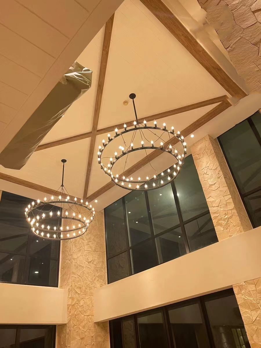 Camine Vintage Filament Two-Tier Round Chandelier 38"