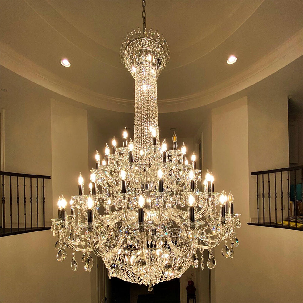 Extra Large European-style Multi-layers Candle Luxury Crystal Chandelier Gold Art Foyer/Staircase Decorative Light Fixture-MEET LIGHTING