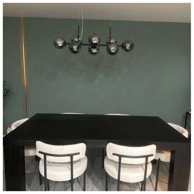 Modern Linear Smoky Gray Glass Globe Shade Chandelier for Dining Room/Kitchen Island-MEET LIGHTING