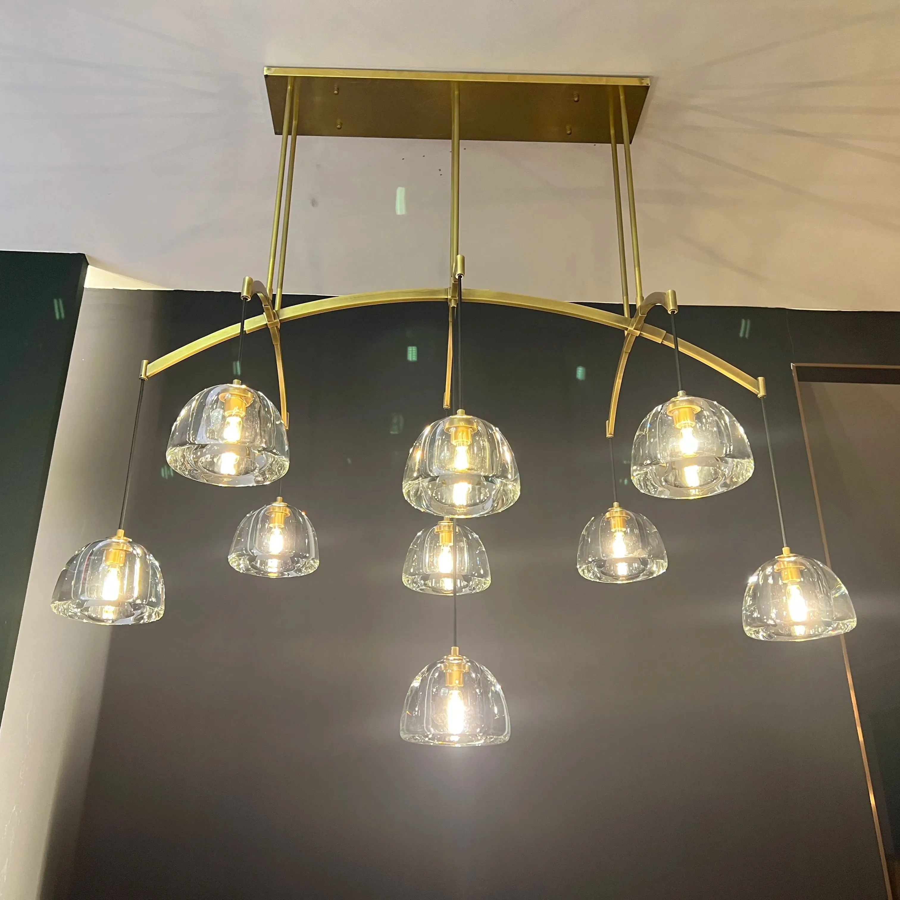 Hemispher Modern Glass Linear Chandelier 54'' 72''
