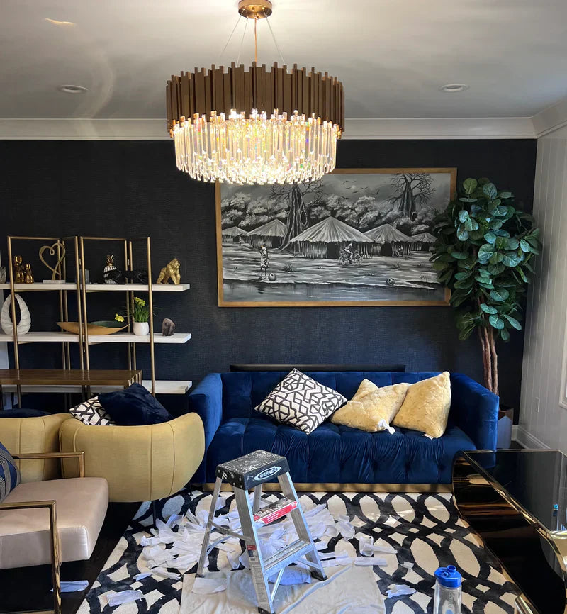 Gold/Silver Round Modern Tiered Metal Crystal Chandelier-MEET LIGHTING