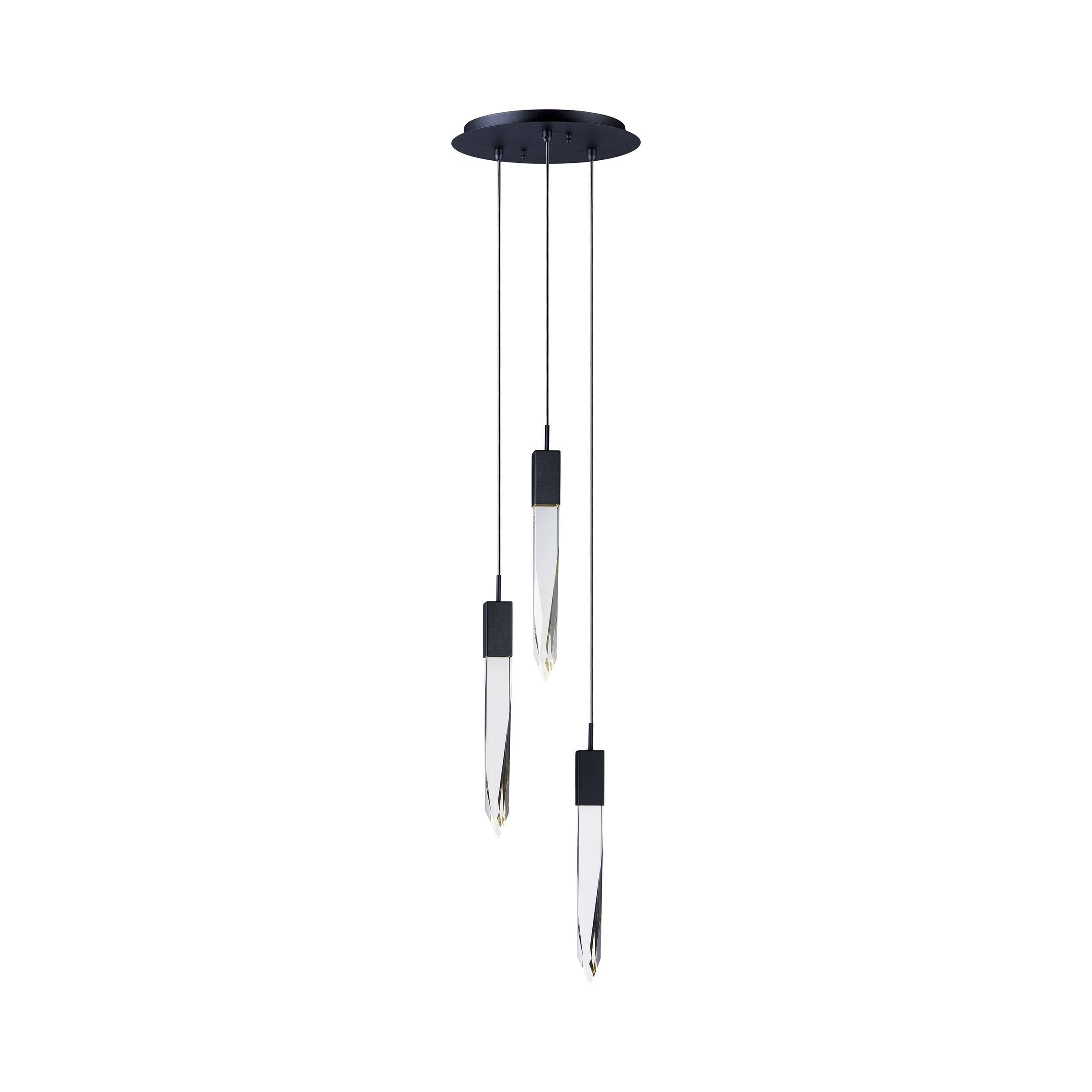 Modern Light Luxury Round/Rectangle Floating Glacier Crystal Chandelier in Black Finish for Kitchen Island/ Staircase/Living Room-MEET LIGHTING
