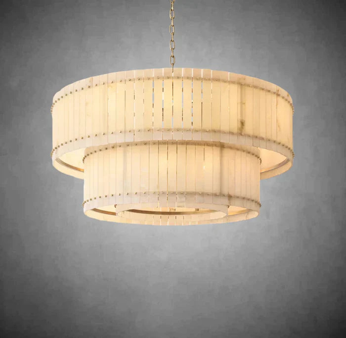 Marisol Alabaster Round Tiered Chandelier