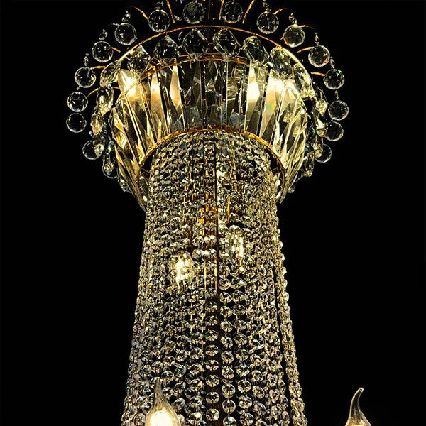 Extra Large European-style Multi-layers Candle Luxury Crystal Chandelier Gold Art Foyer/Staircase Decorative Light Fixture-MEET LIGHTING