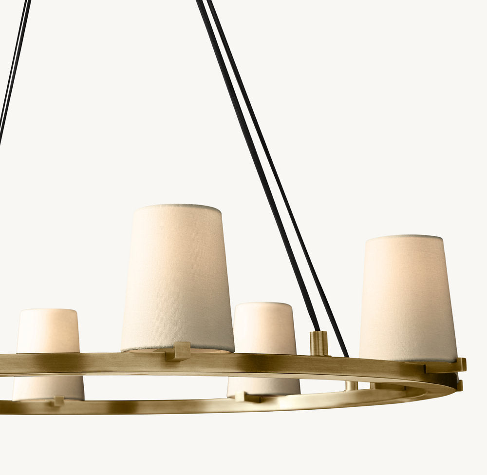 PAUILLAC FABRIC SHADE ROUND CHANDELIER 36"