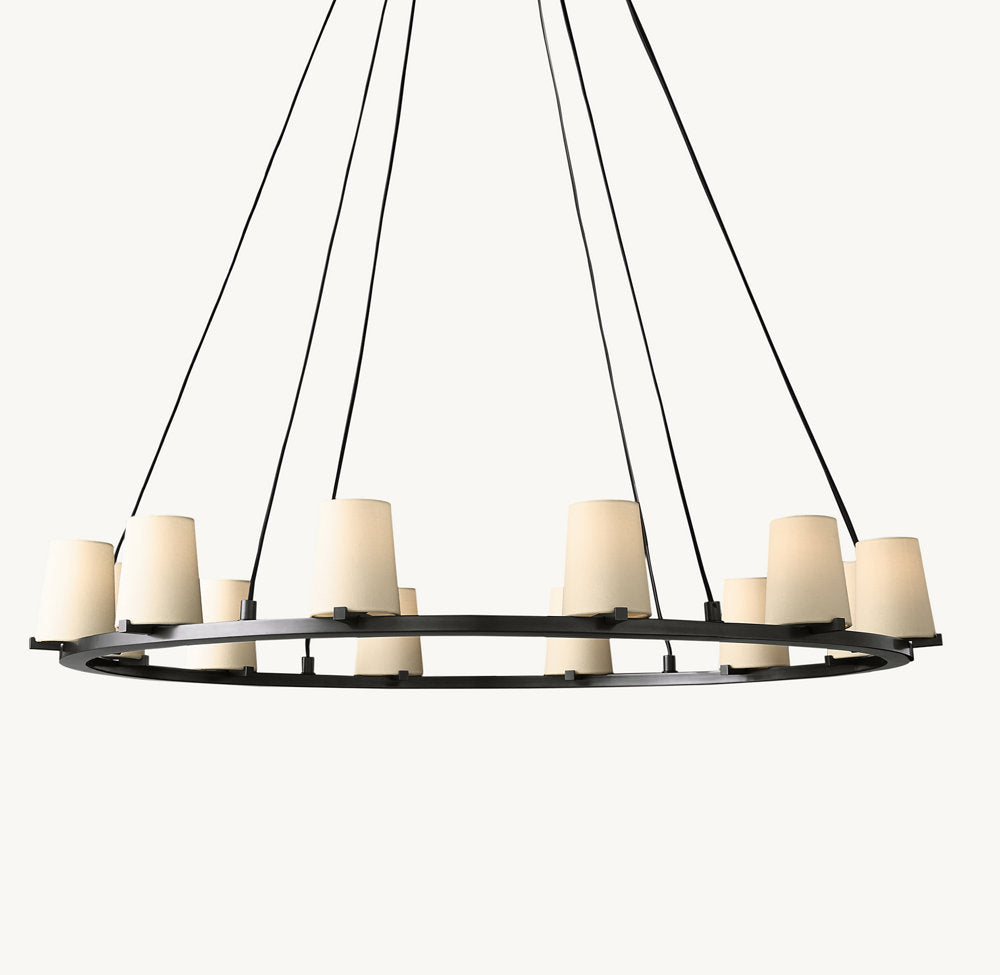 PAUILLAC FABRIC SHADE ROUND CHANDELIER 48"
