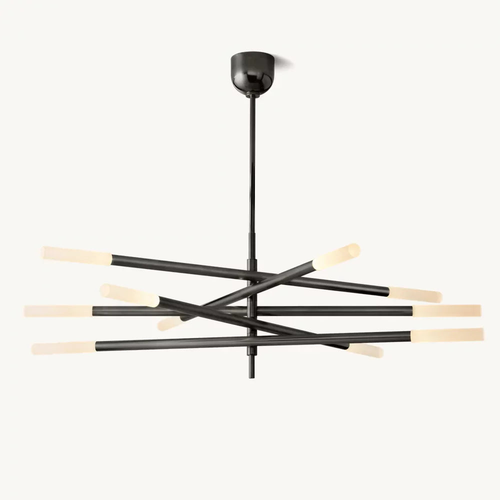ROUSSEAU 10-LIGHT MOBILE ETCHED ROD CHANDELIER