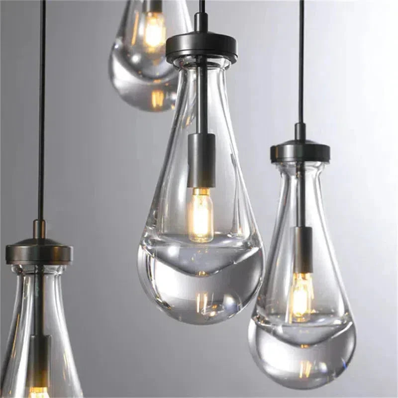 Raindrop Glass Linear Chandelier 54"