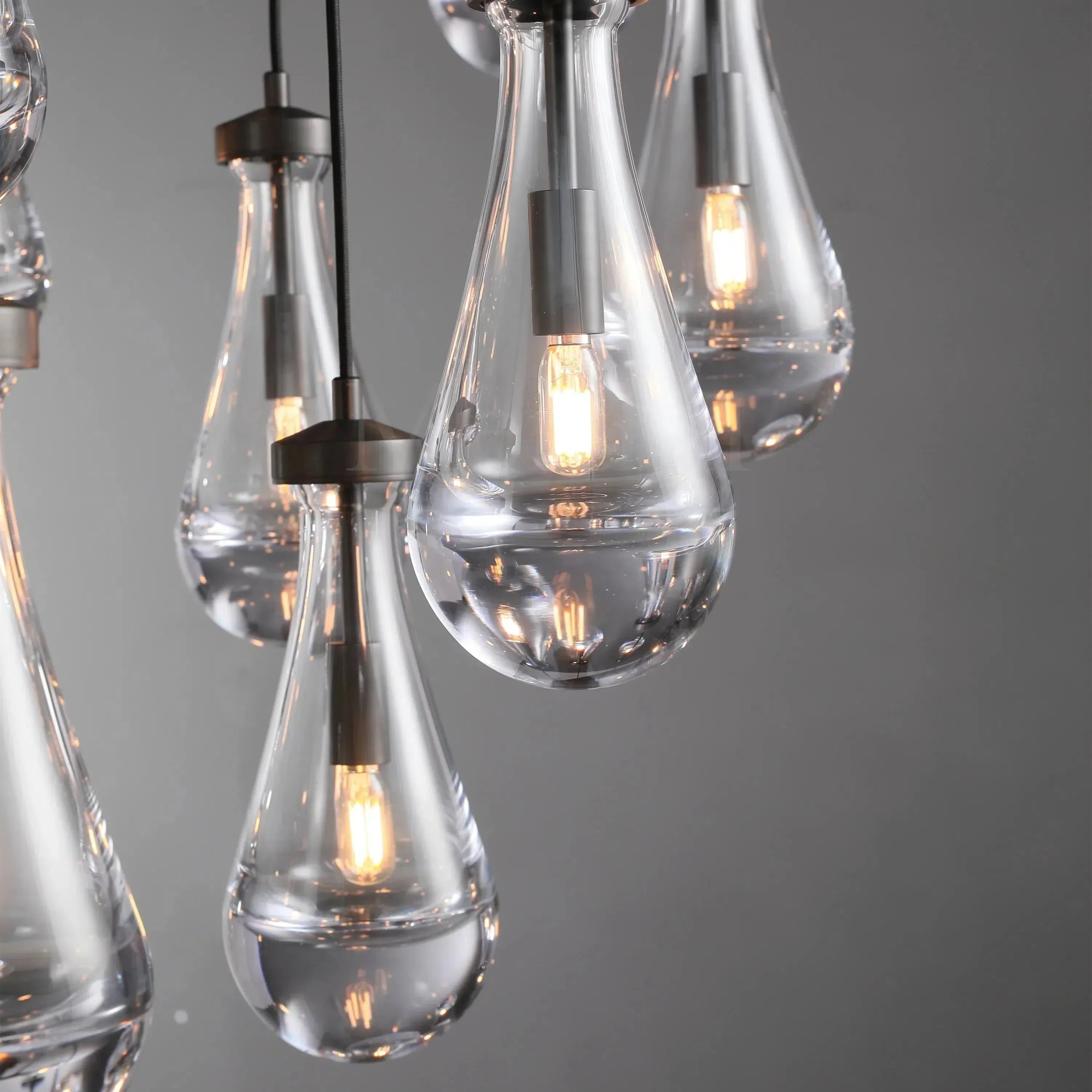 Raindrop Glass Linear Chandelier 54"