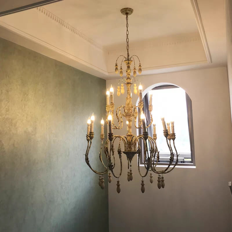 French Vintage Candle Chandelier for Living Room/Bedroom-MEET LIGHTING