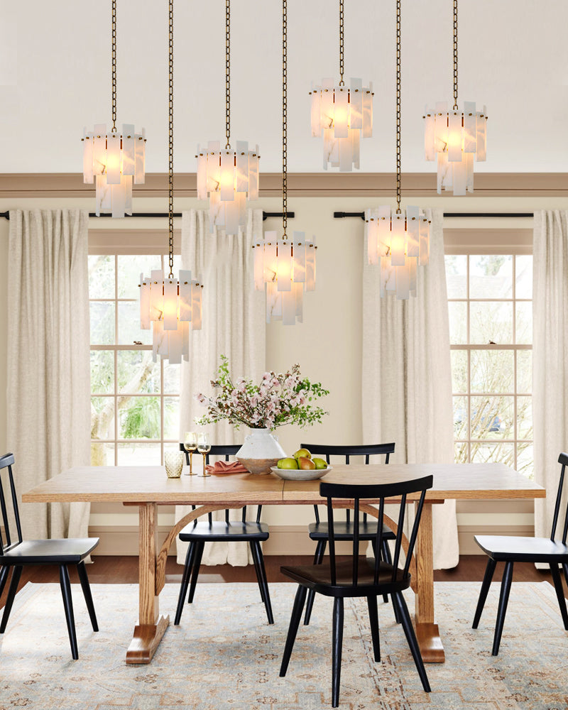 3/5/7-light Tired Alabaster marble Cluster Chandelier 13" with adjustable chain