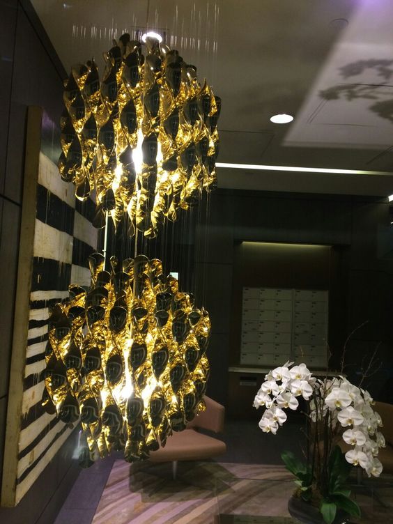 Modern Spiral Wave Chandelier in Silver/Gold-MEET LIGHTING