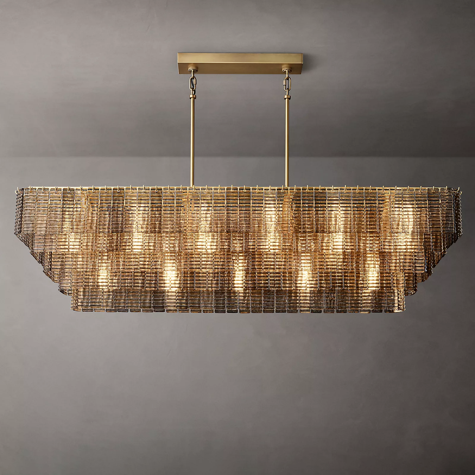 Siren Glass Rectangular Chandelier 77"