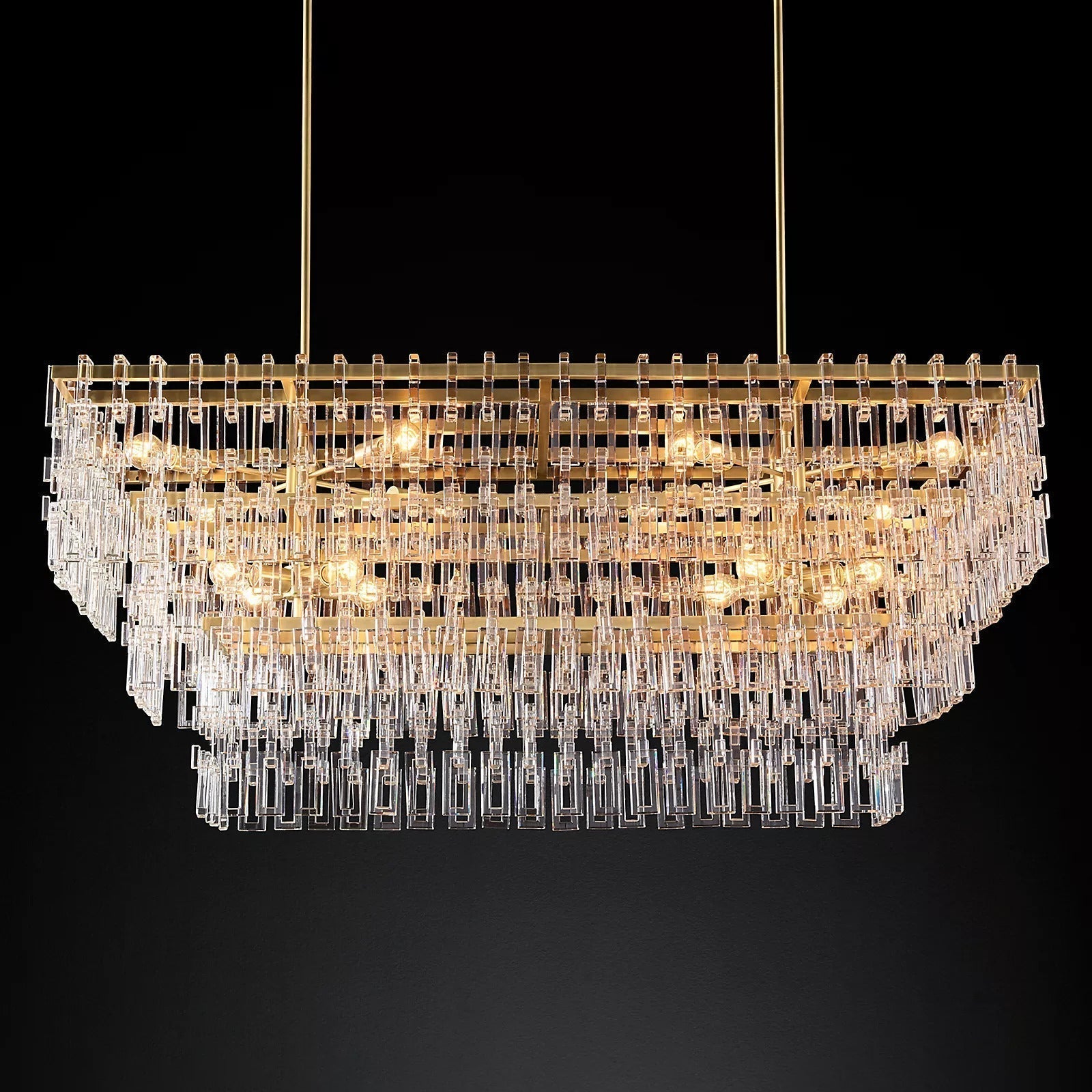 Mariogold Multi-Tier Crystal Chain Rectangle Chandelier 60" 72"