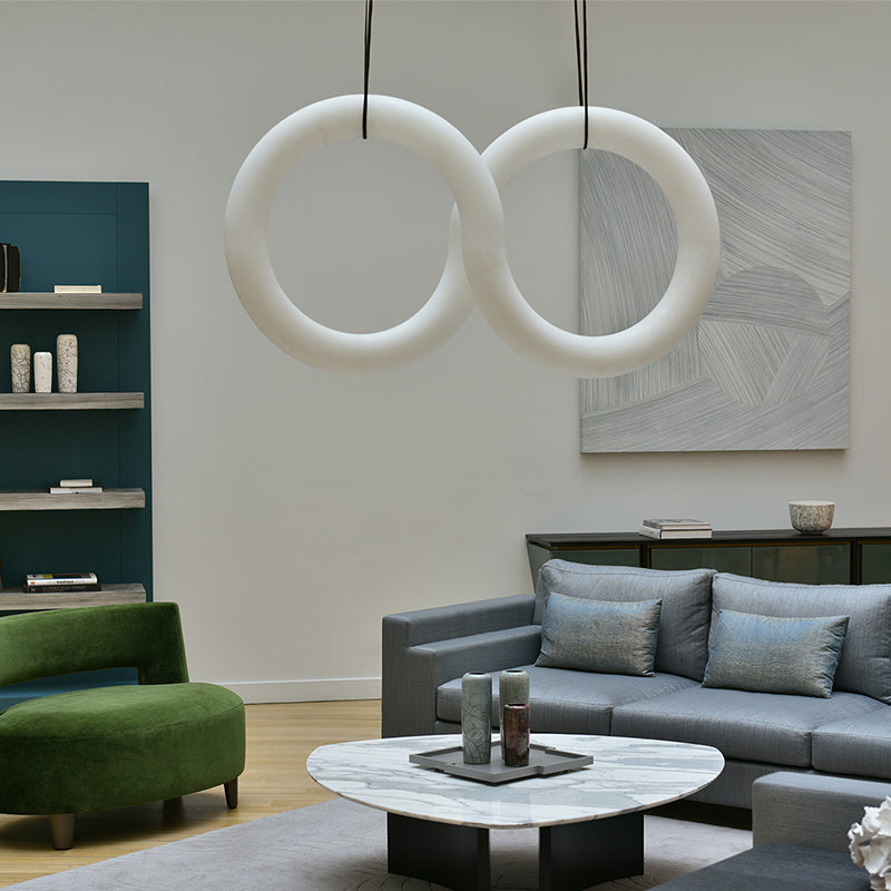 Oslo Infinity Symmetrical Alabaster Pendant Chandelier