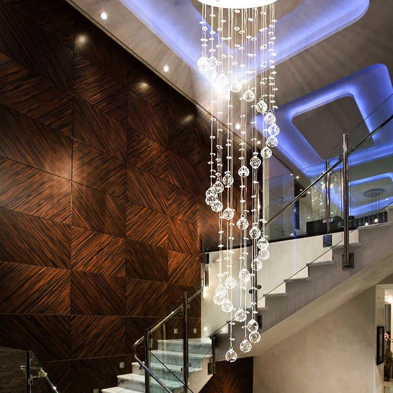 Extra Large Modern Spiral Raindrop Crystal Chandelier For Entryway-MEET LIGHTING