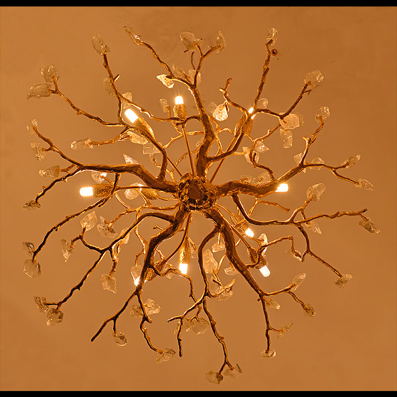Tree-Shaped Chandelier with Rock Crystal Decorated-MEET LIGHTING