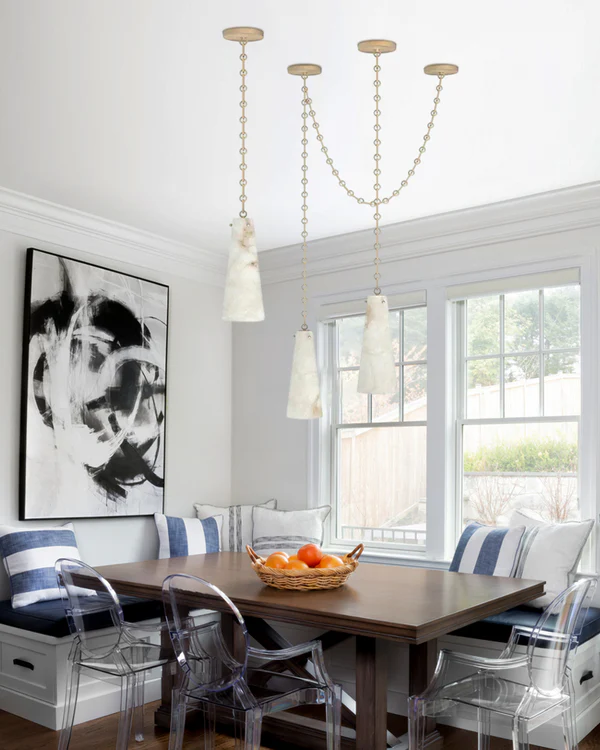 Luccas Contemporary Alabaster 3-Light Chandelier