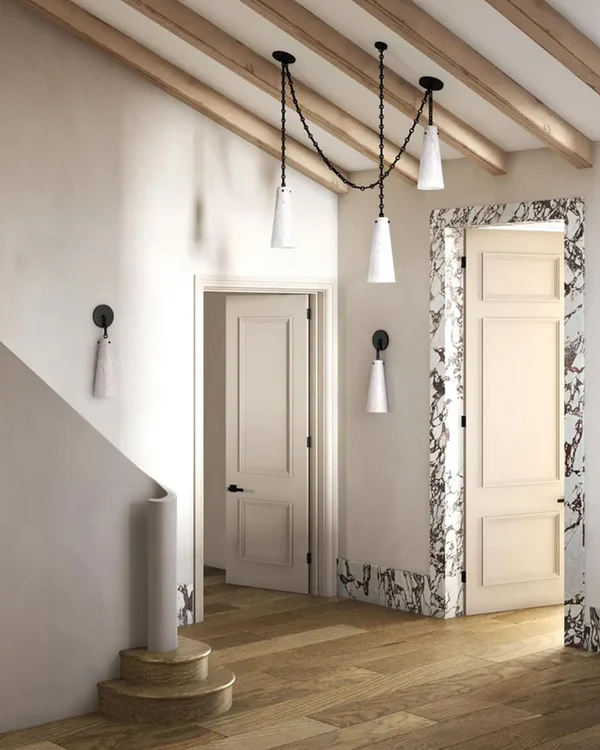 Luccas Contemporary Alabaster 5-Light Chandelier