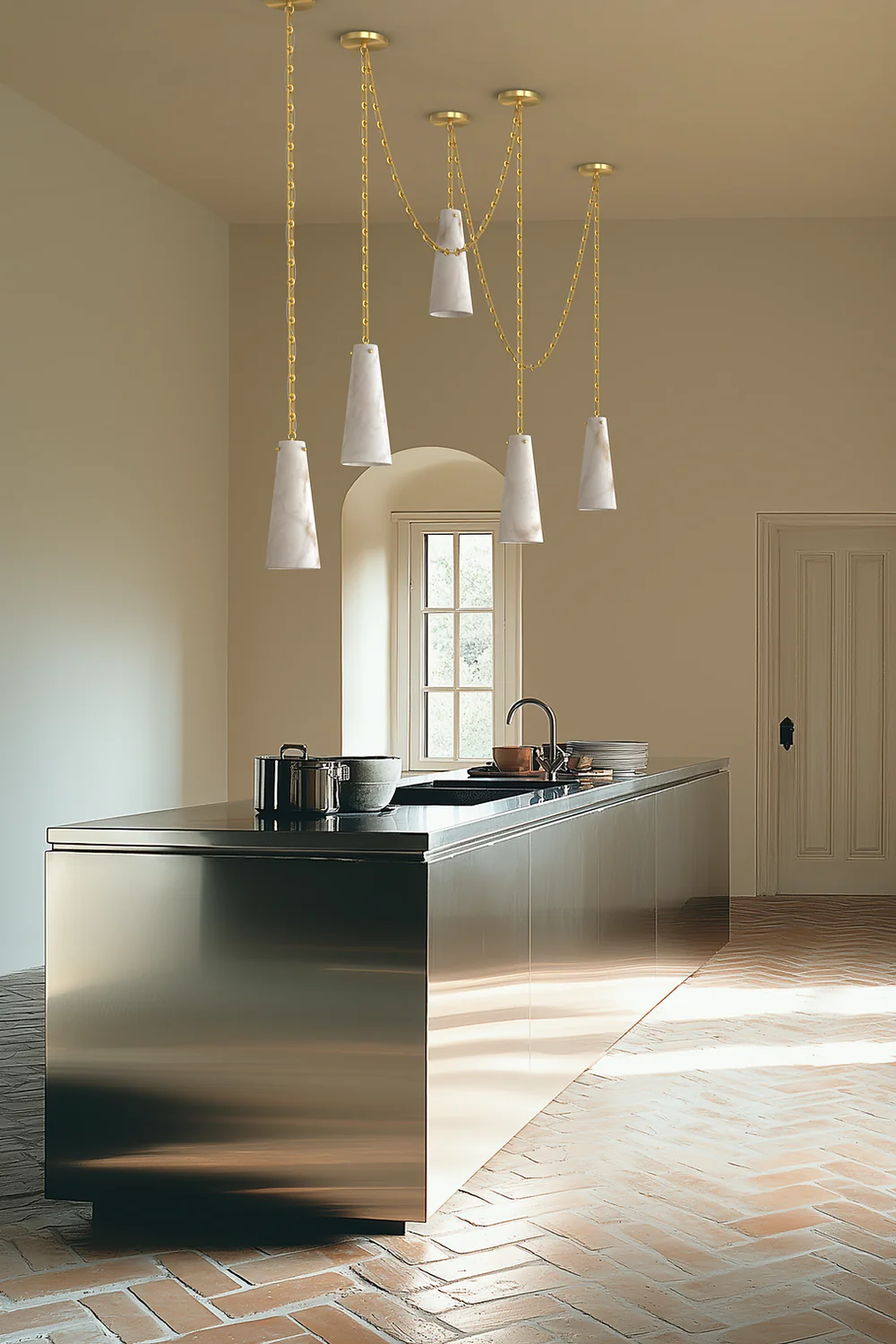 Luccas Contemporary Alabaster 5-Light Chandelier