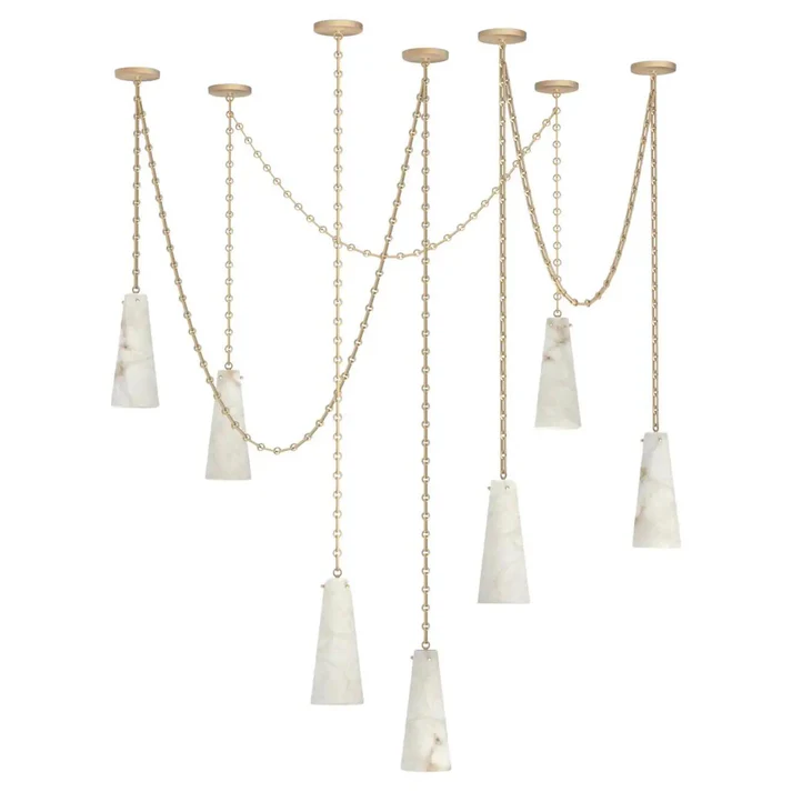 Luccas Contemporary Alabaster Chandelier, 7 Light Pendant Light