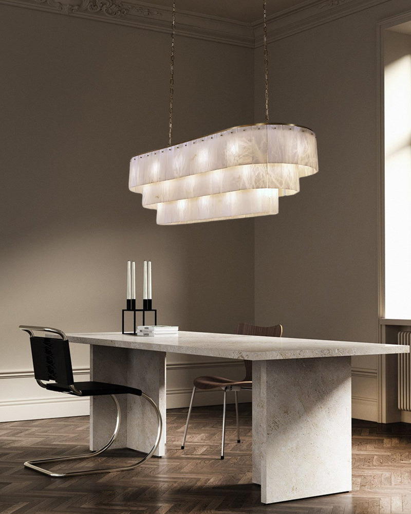 Multi-tiered Luxury Modern LED Chandelier Entrance Villa High Ceiling Large Alabaster Chandelier