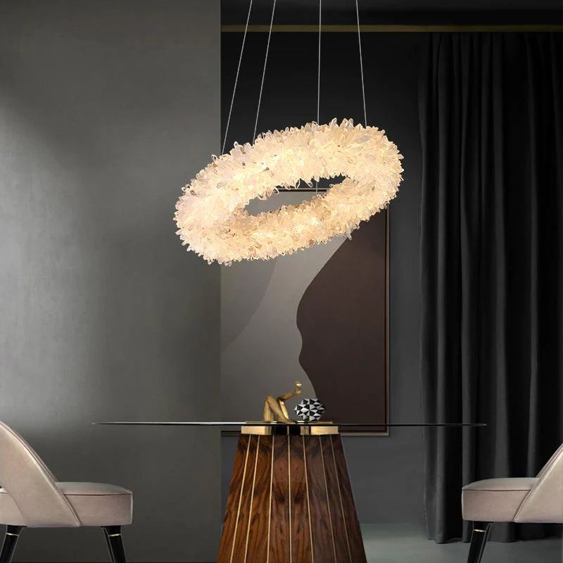 Rose Rock Crystal Chandelier Round Modern Chandelier Lighting-MEET LIGHTING