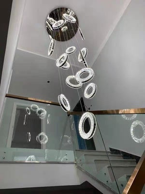 Modern Multi Gold Donuts Shape Crystal Chandelier Ring Round Light Fixture for Foyer Staircase/ Living Room/ Bar/ Hotel Lobby/ Entryway/ LOFT-MEET LIGHTING