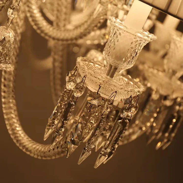 Light Luxury Classic Short Version Tiered Candle Light Crystal Chandelier for High-ceiling Rooms/Living Room-MEET LIGHTING