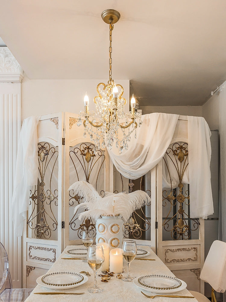 Nordic Vintage Candle Pendant Romantic Crystal Chandelier for Bedroom / Dining Room / Living Room-MEET LIGHTING
