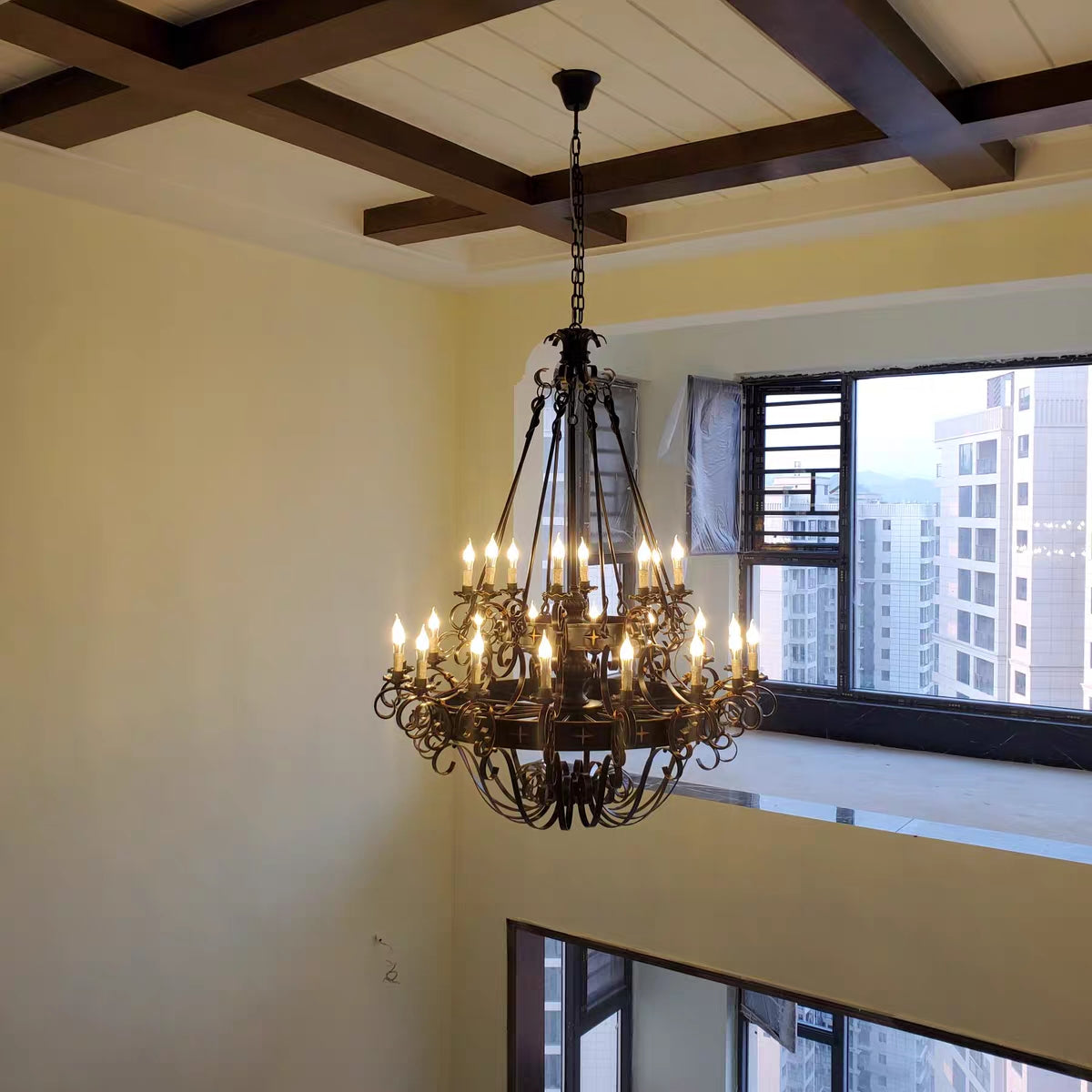 Vintage Iron Simple Candle Art Chandelier for Living Room / Villa / Stairs-MEET LIGHTING