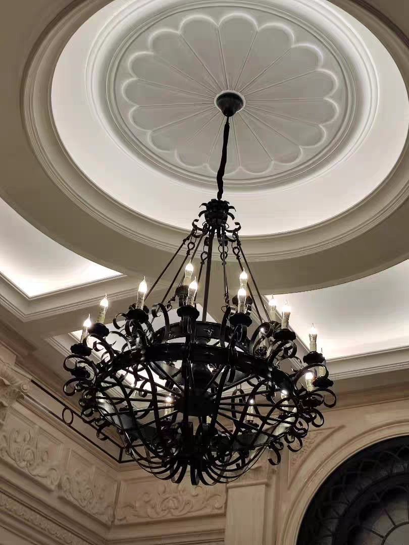 Vintage Iron Simple Candle Art Chandelier for Living Room / Villa / Stairs-MEET LIGHTING
