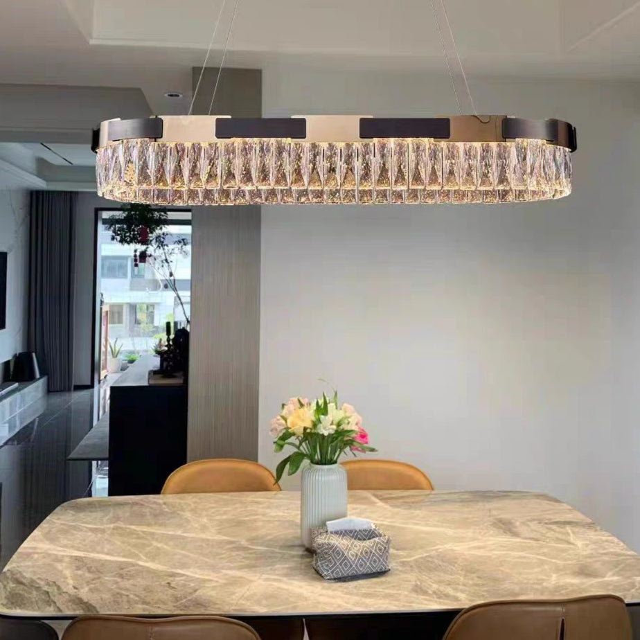New Designer Recommended Modern Light Luxury Round/Oval Crystal Chandelier for Living Room/Dining Room-MEET LIGHTING
