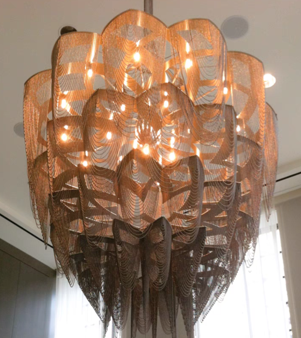 Oversized Post-Modern Aluminium Chain Tassel Pendant Chandelier for Large Living Room/Staircase/Villa-MEET LIGHTING