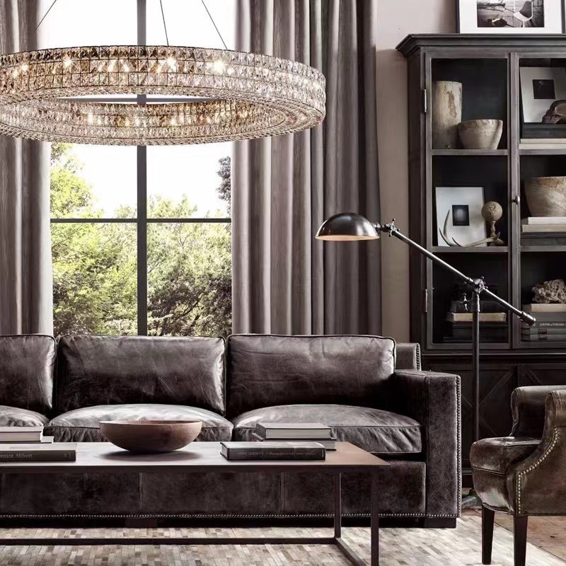 Oversized Modern Ring Pendant Light/Round Crystal Chandelier for Living/Dining Room/Bedroom-MEET LIGHTING