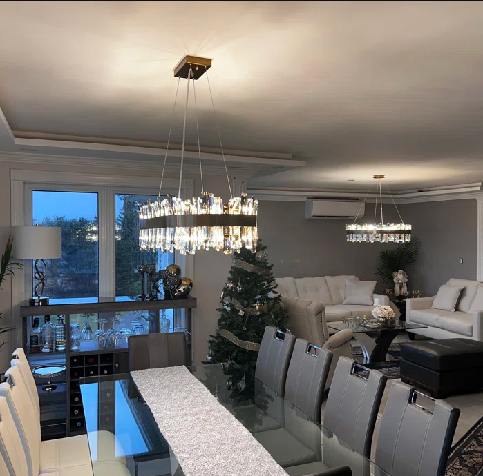 Round Ring Crystal Chandelier Luxury Modern Ceiling Fixtures Light For Living And Dining Room-MEET LIGHTING