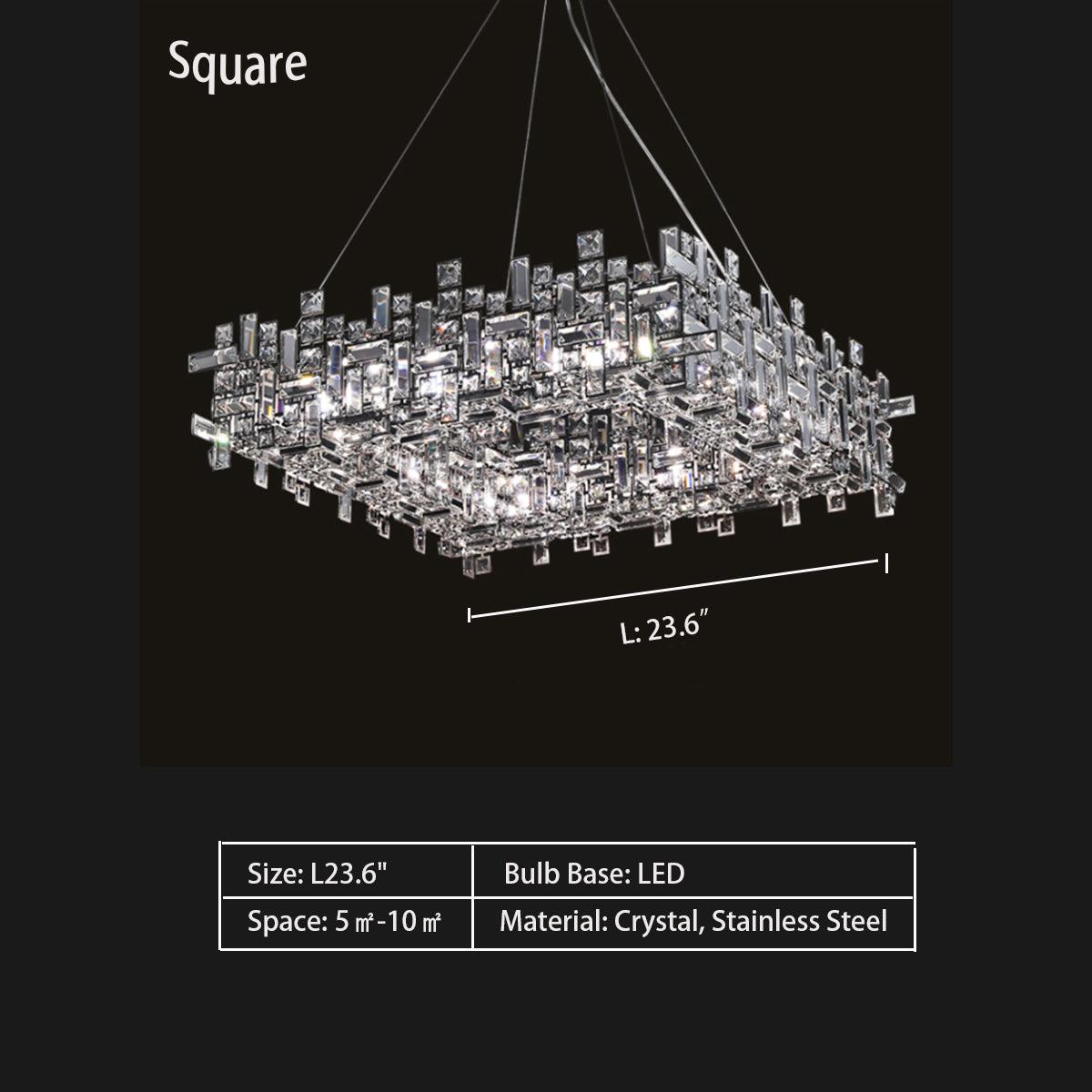 Extra Large Art Irregular Block Collection Crystal Pendant Chandelier Suit for Living/Dining Room-MEET LIGHTING