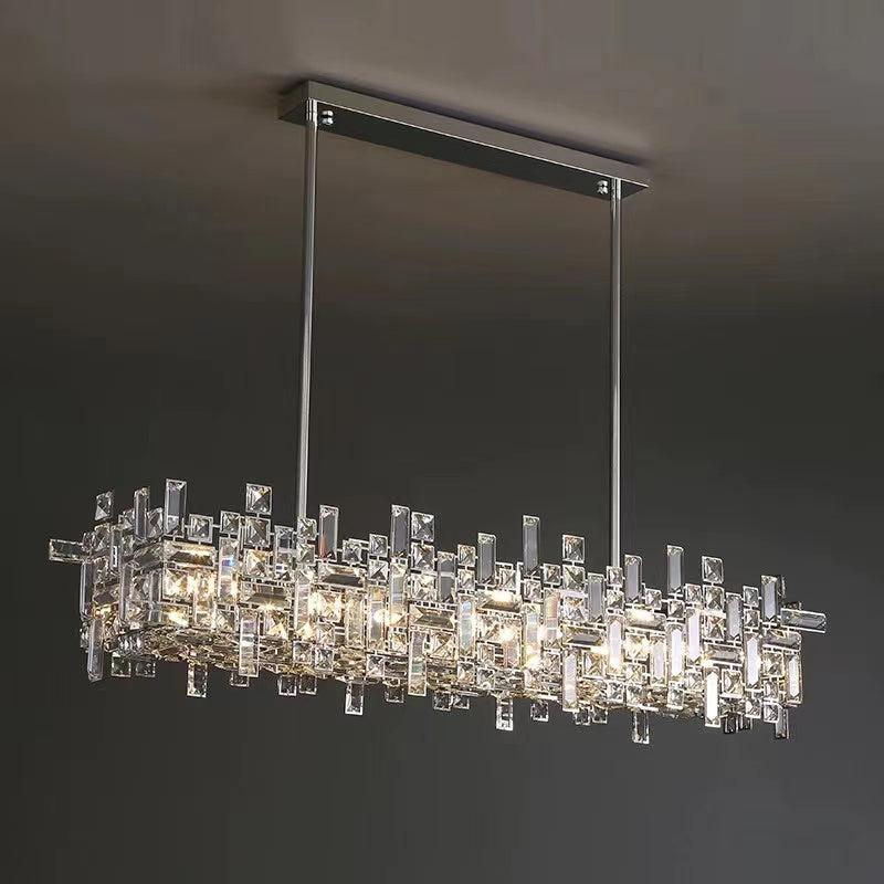 Extra Large Art Irregular Block Collection Crystal Pendant Chandelier Suit for Living/Dining Room-MEET LIGHTING