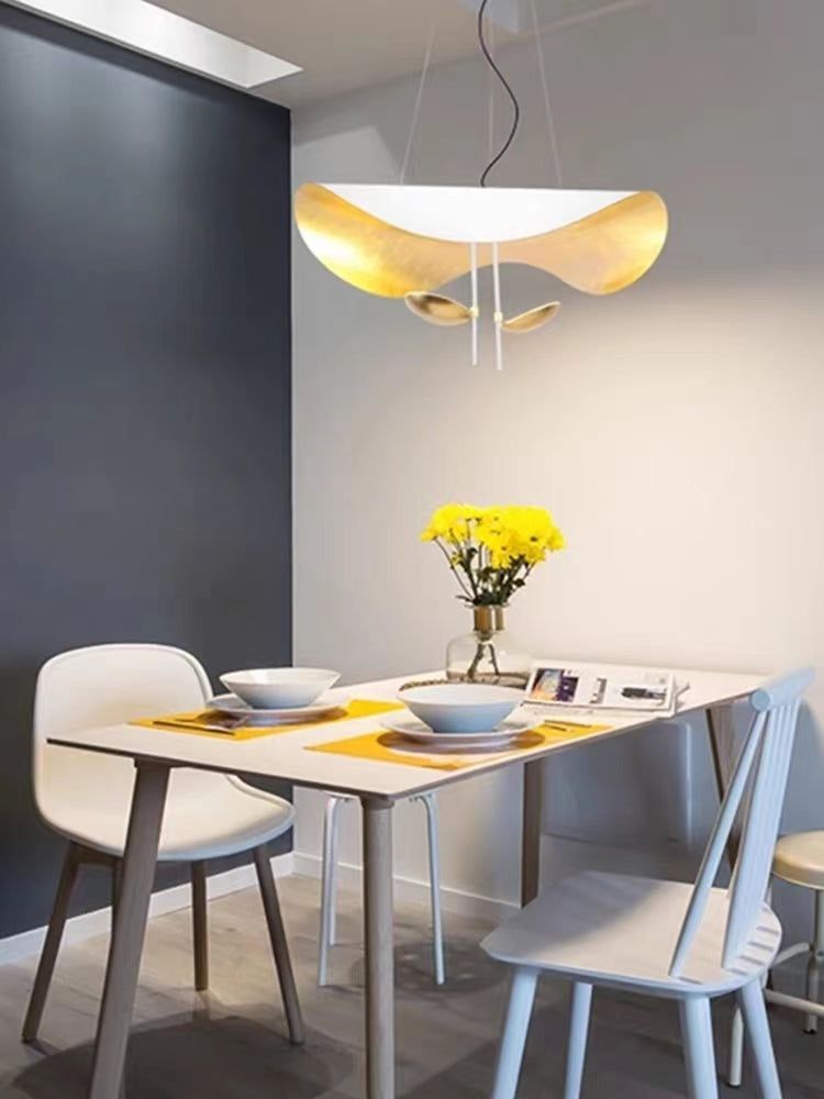 Designer Model Modern Art Hat Shape Gold Leaf Pendant Chandelier for Living/Dining Room-MEET LIGHTING