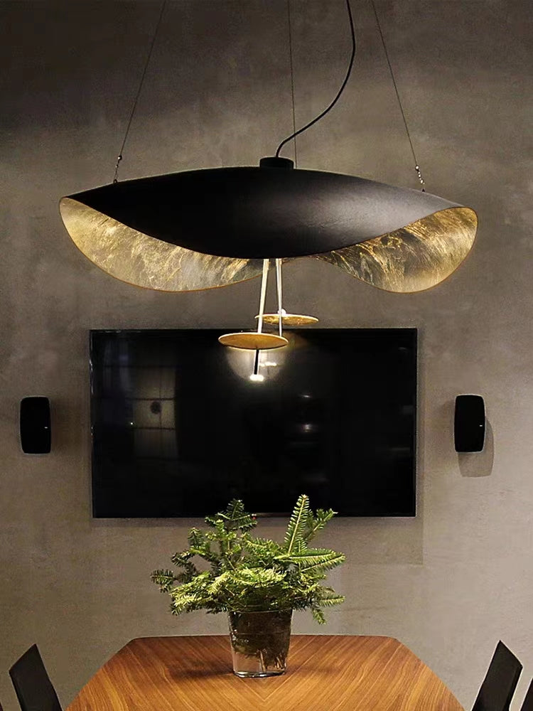 Designer Model Modern Art Hat Shape Gold Leaf Pendant Chandelier for Living/Dining Room-MEET LIGHTING