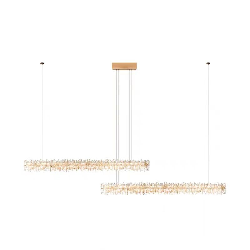 Modern Style Linear Natural Crystal Chandelier-MEET LIGHTING