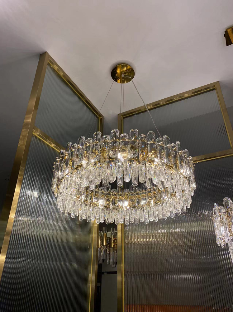 Light Luxury Round/Rectangular Clear Crystal Chandelier in Champagne Gold/Chrome Finish for Living/Dining Room/Bedroom-MEET LIGHTING