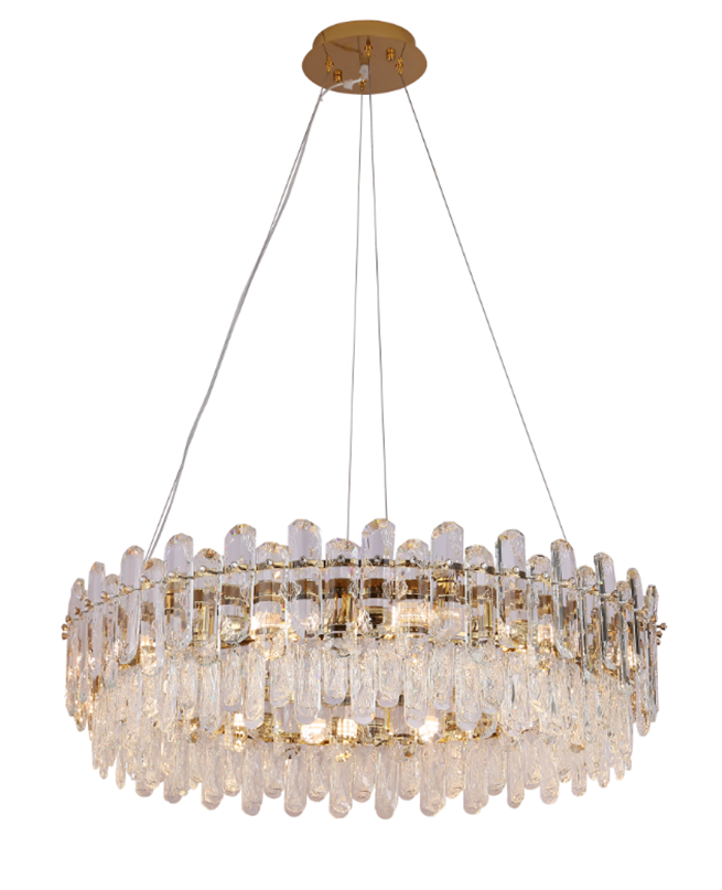Light Luxury Round/Rectangular Clear Crystal Chandelier in Champagne Gold/Chrome Finish for Living/Dining Room/Bedroom-MEET LIGHTING