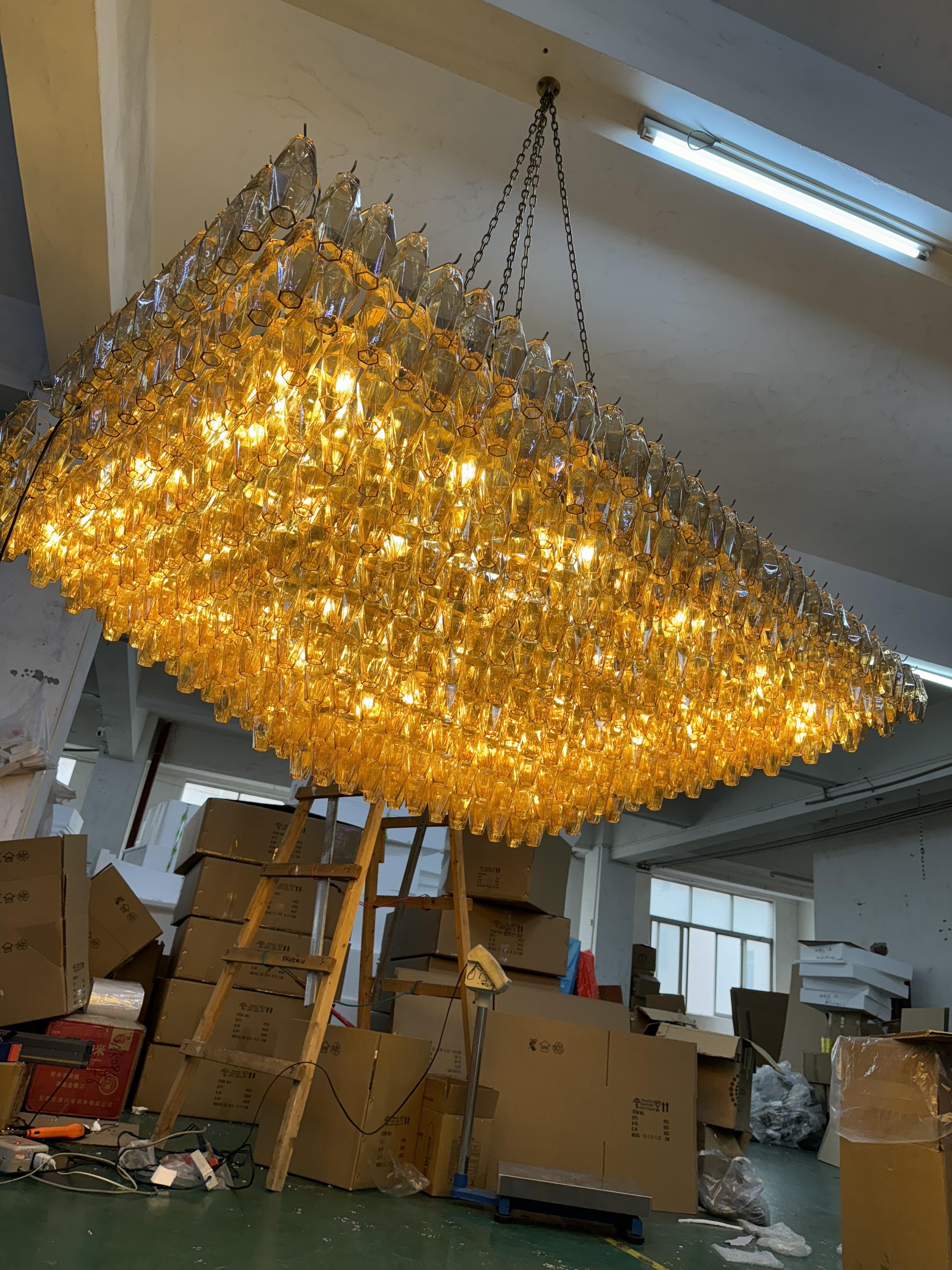 Chiaray Glass Tiered Rectangular Chandelier 74"