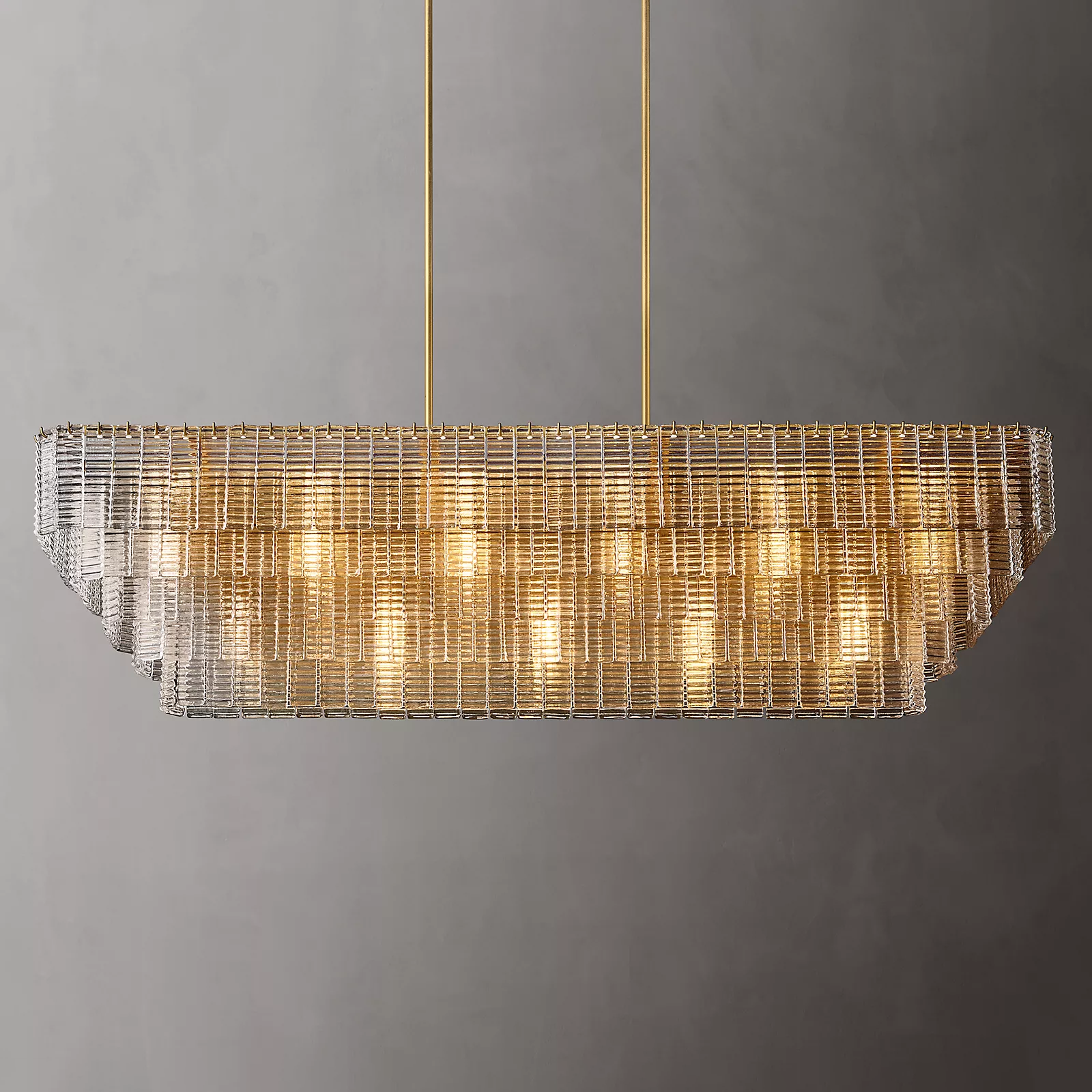 Siren Glass Rectangular Chandelier 77"