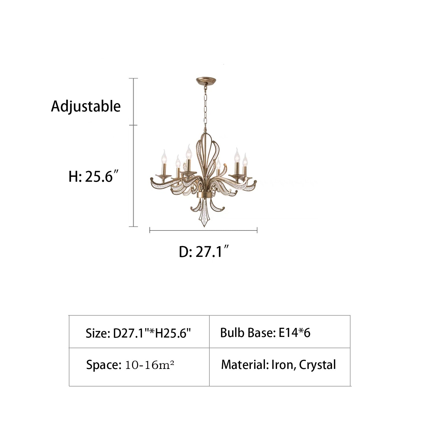 Vintage Style Silver Candle Chandelier for Living Room/Dining Room-MEET LIGHTING